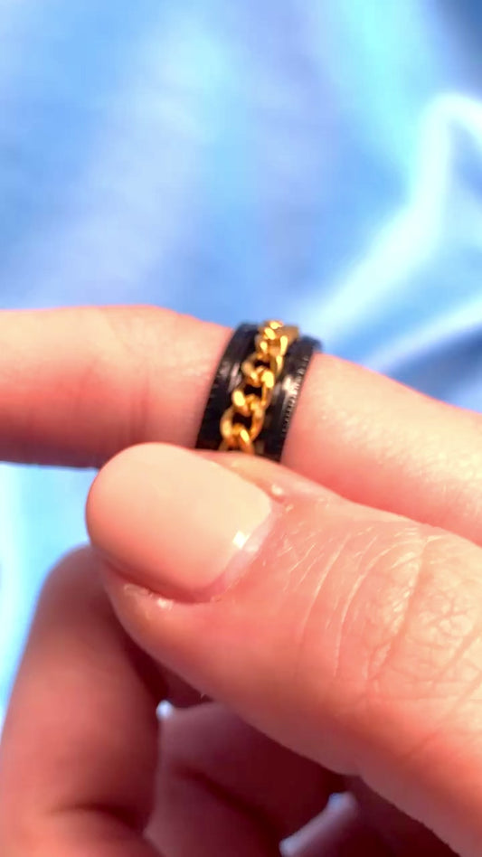 Gold chain anxiety ring